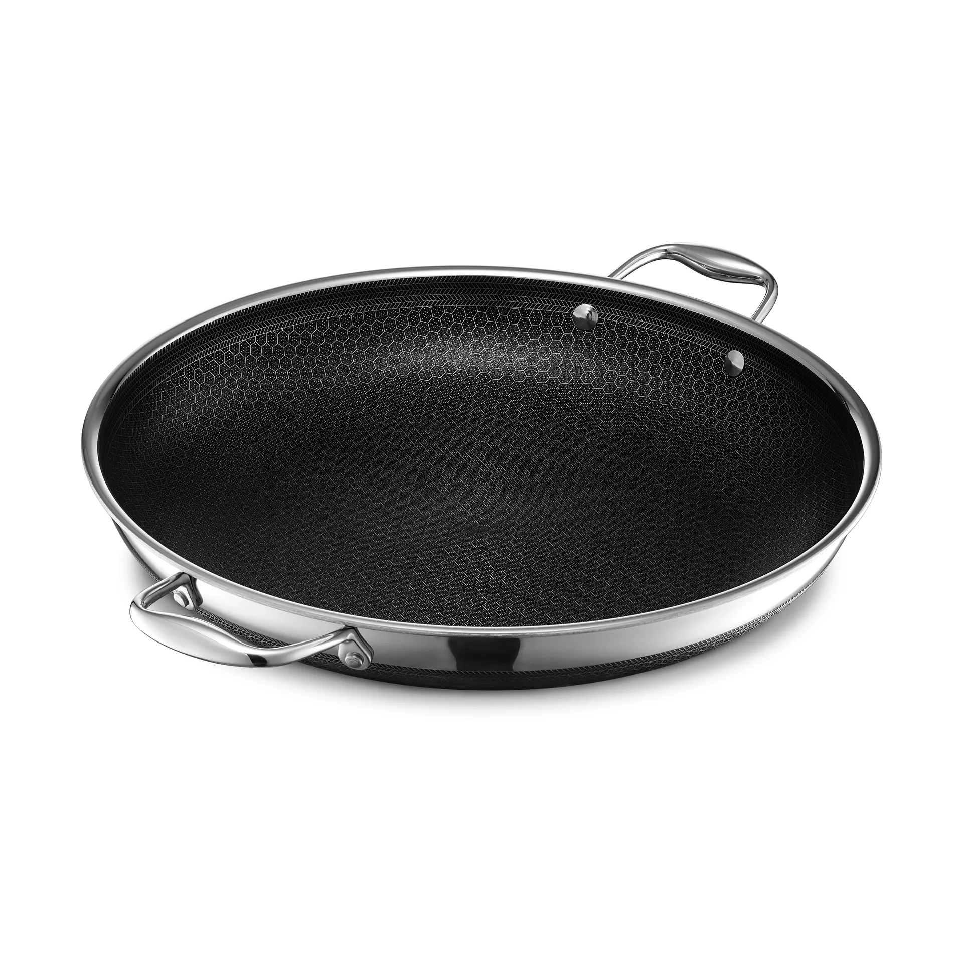 Hexclad stegepande med låg hybrid Ø36 cm, Rustfrit stål-sort Hexclad