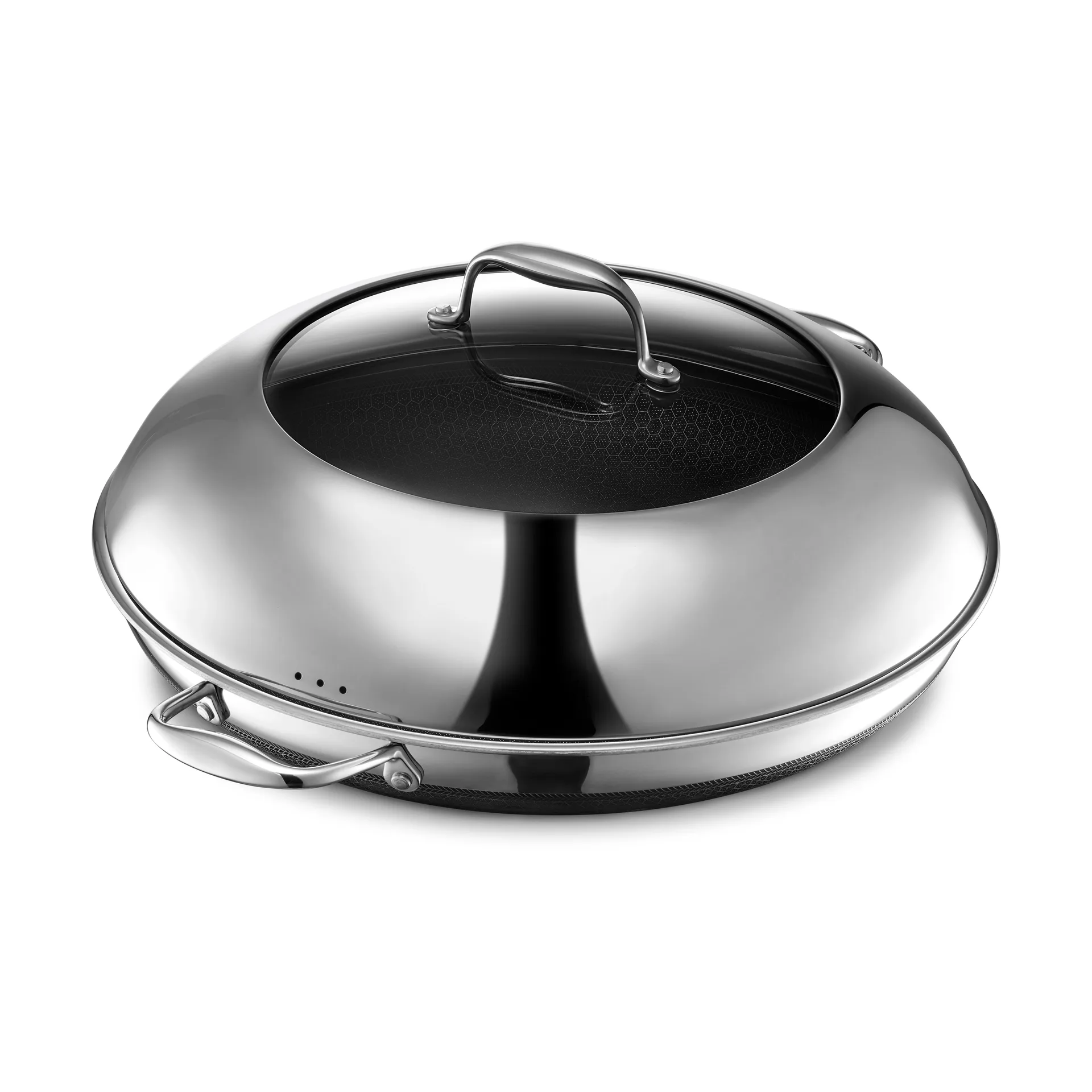 Hexclad stegepande med låg hybrid Ø36 cm, Rustfrit stål-sort Hexclad