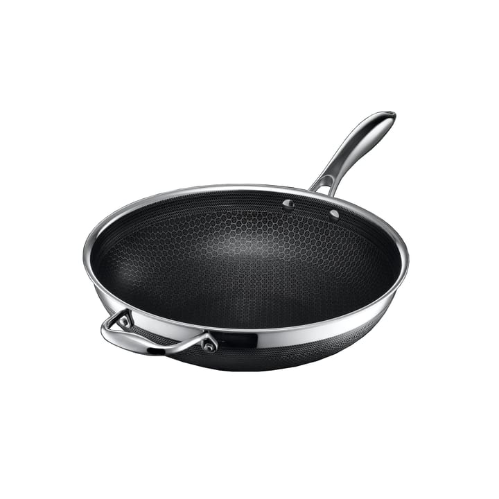 Hexclad wok hybrid Ø30 cm - Rustfrit stål-sort - Hexclad