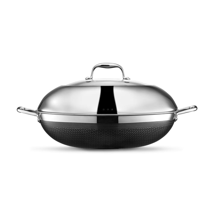 Hexclad wok med låg hybrid Ø36 cm, Rustfrit stål-sort Hexclad