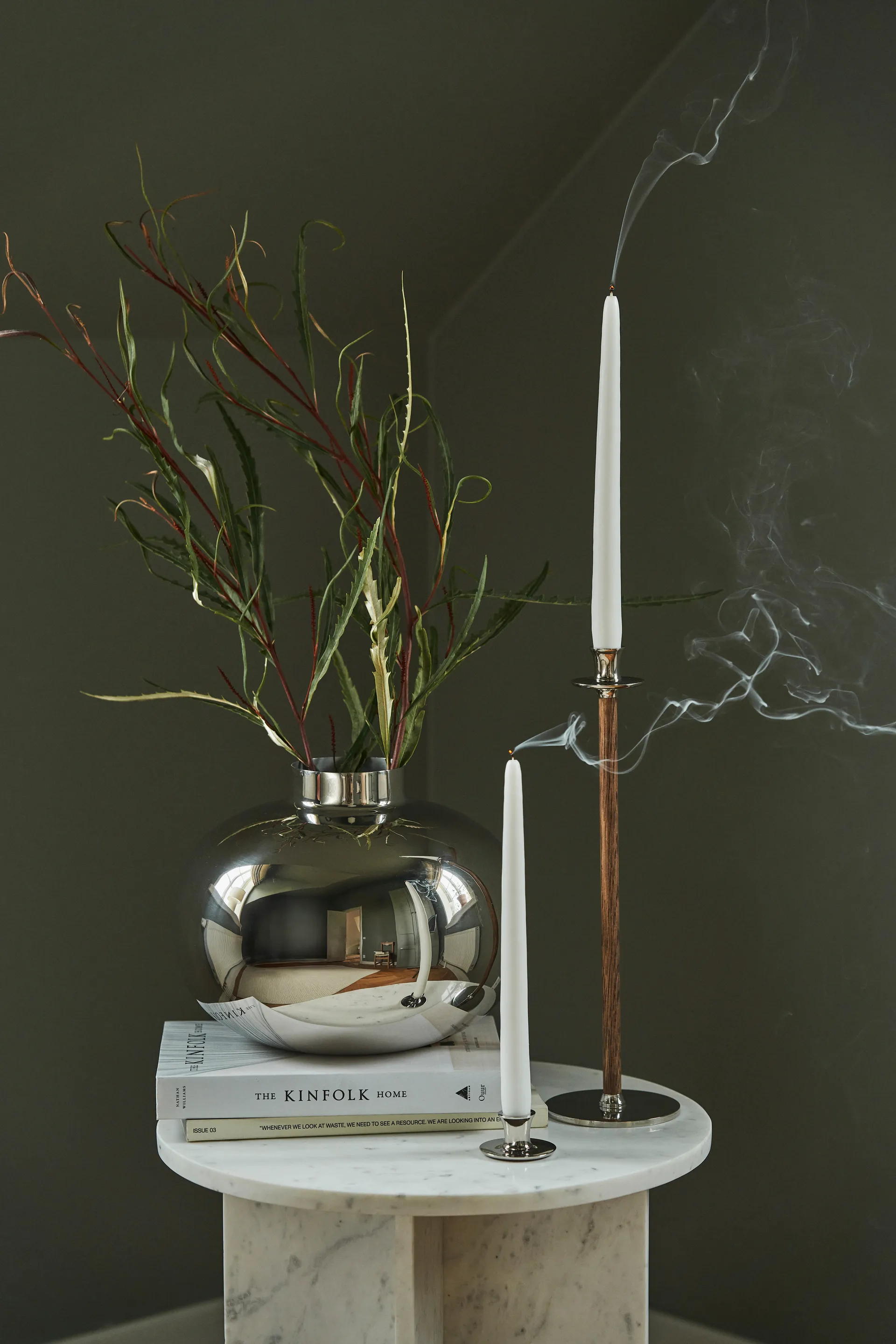 Basso lav lysestage, Forniklet messing Hilke Collection