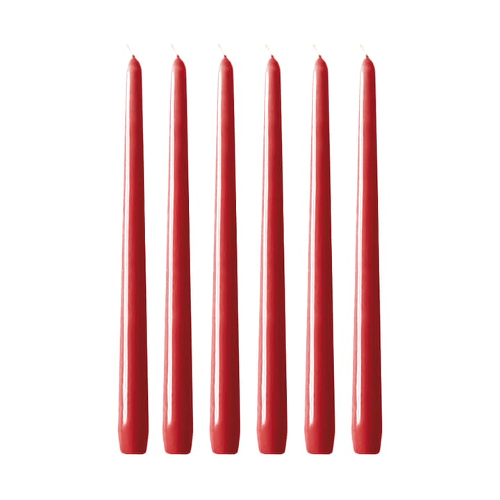 Herrgårdsljus lys 30 cm 6-pak - Rød glans - Hilke Collection