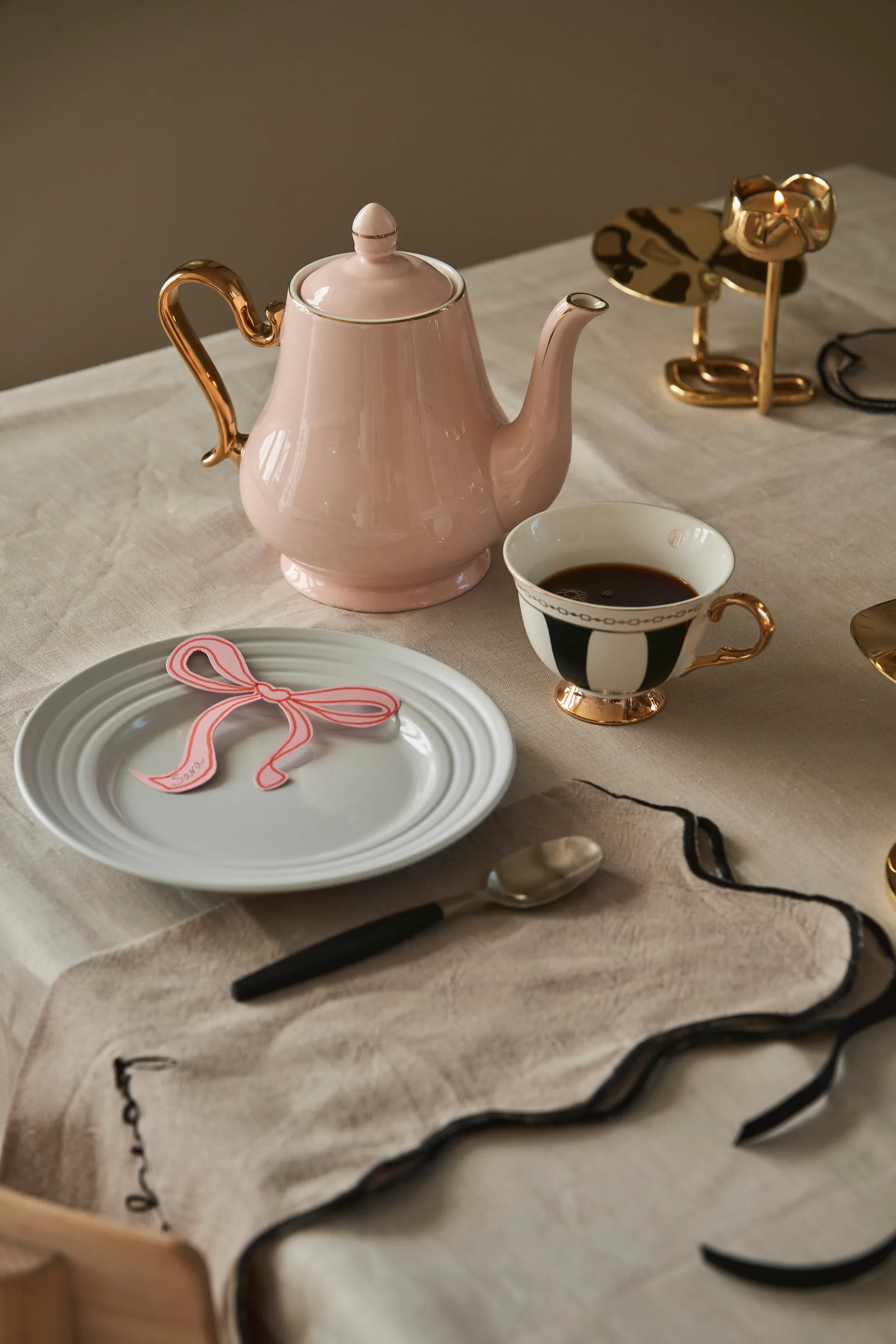 Strisce Nero kop med underskål, 22 cl Hilke Collection