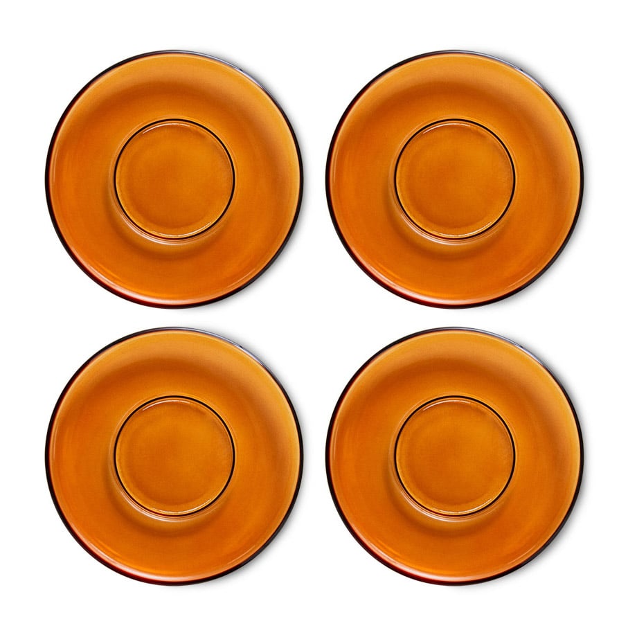 HKliving 70’s glassware underkop Ø10,6 cm 4-pak Amber brown