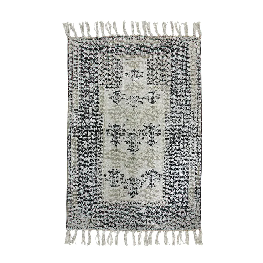 Badeværelsesmåtte 60x90 cm bomuld, Sort-hvid HKliving