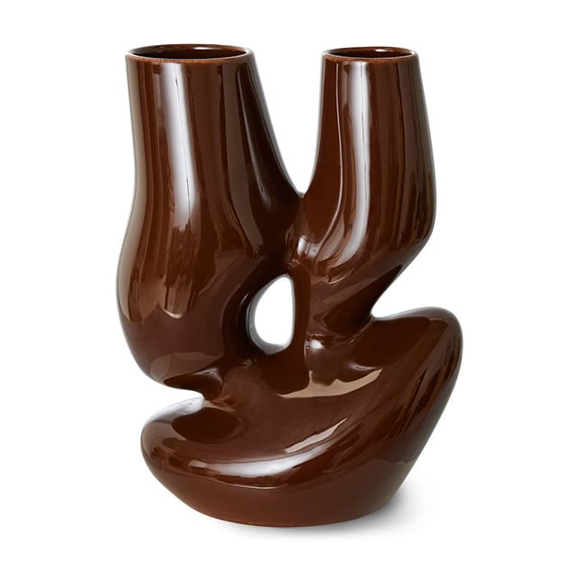 HKliving Ceramic organic vase large 25 cm Espresso