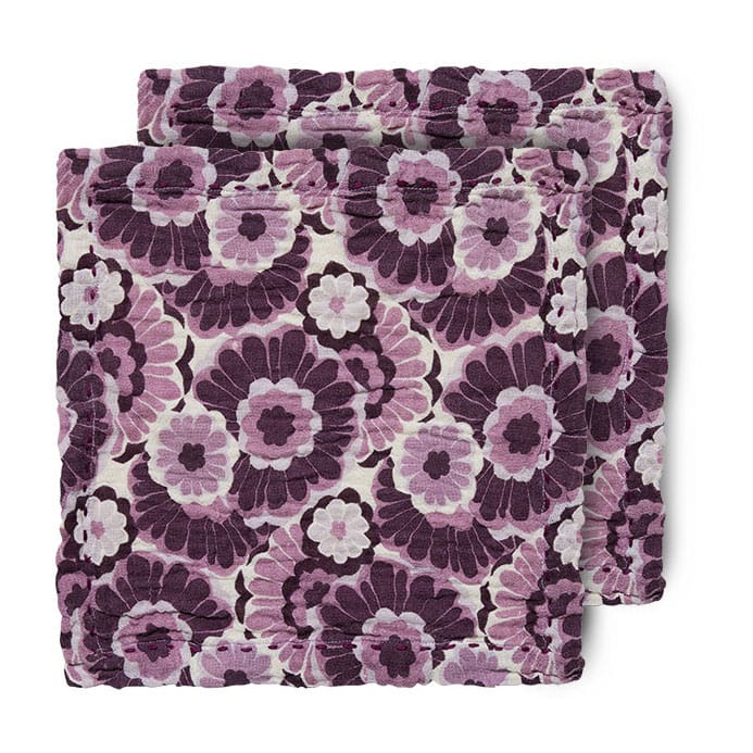 Floral bomuldsservietter 30x30 cm 2-pak, Burgundy HKliving