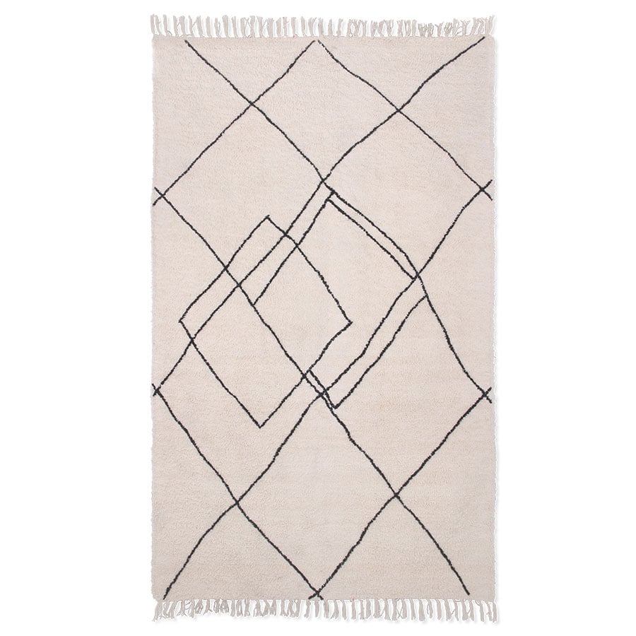 HKliving Håndvævet tæppe 150×240 cm Zigzag sort-hvid
