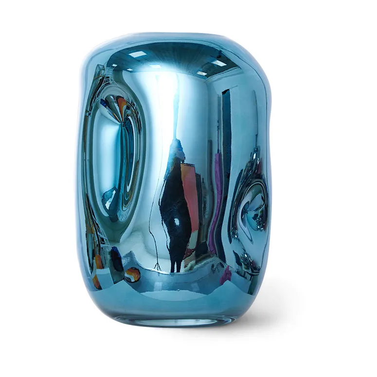HK Objects glasvase 21,5 cm, Blue chrome HKliving