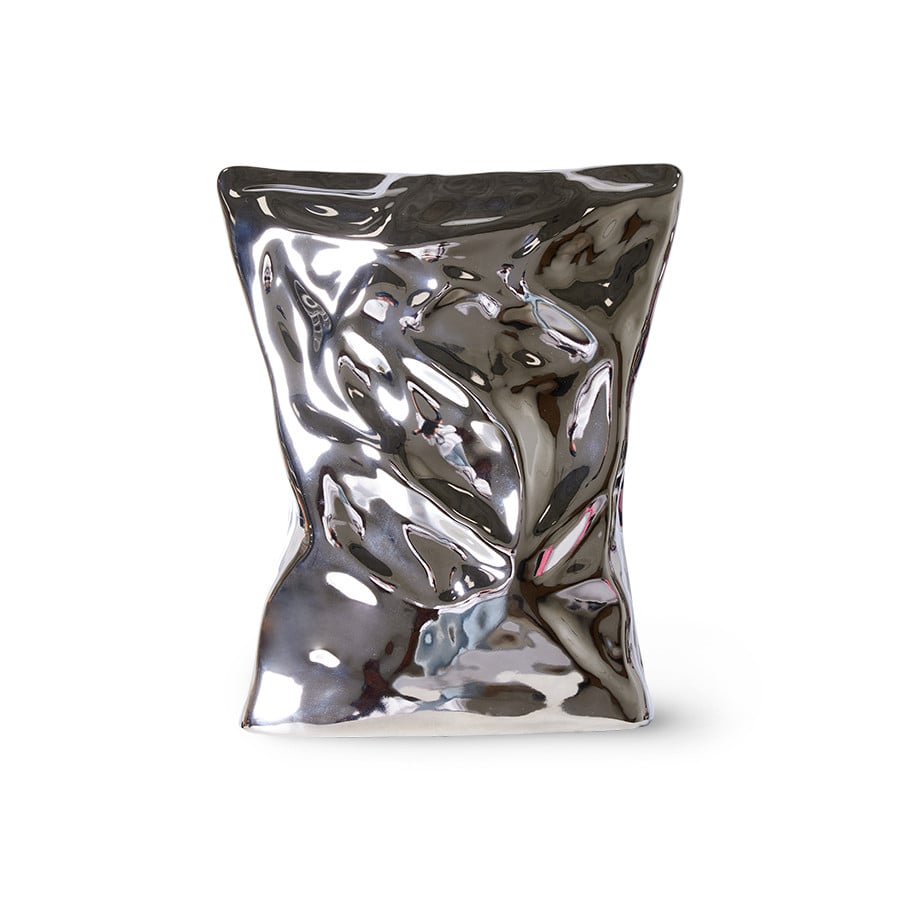HKliving HK Objects vase “Bag of Crisps” 26×9 cm Krom