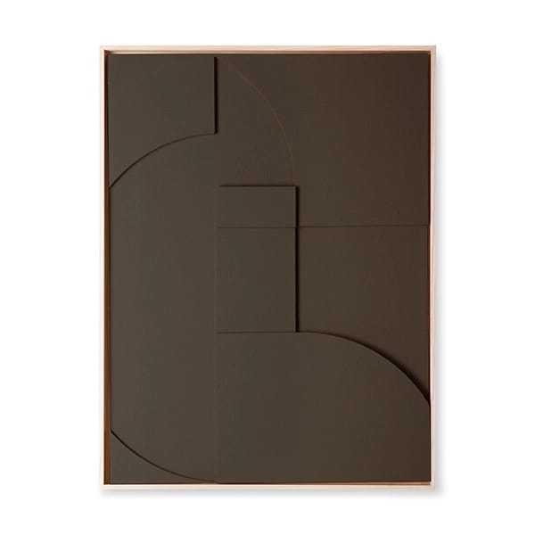 Indrammet Reliefkunst XL 123x100 cm - Mørkebrun - HKliving