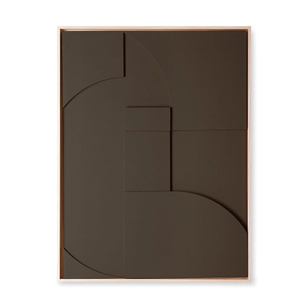 HKliving Indrammet Reliefkunst XL 123×100 cm Mørkebrun