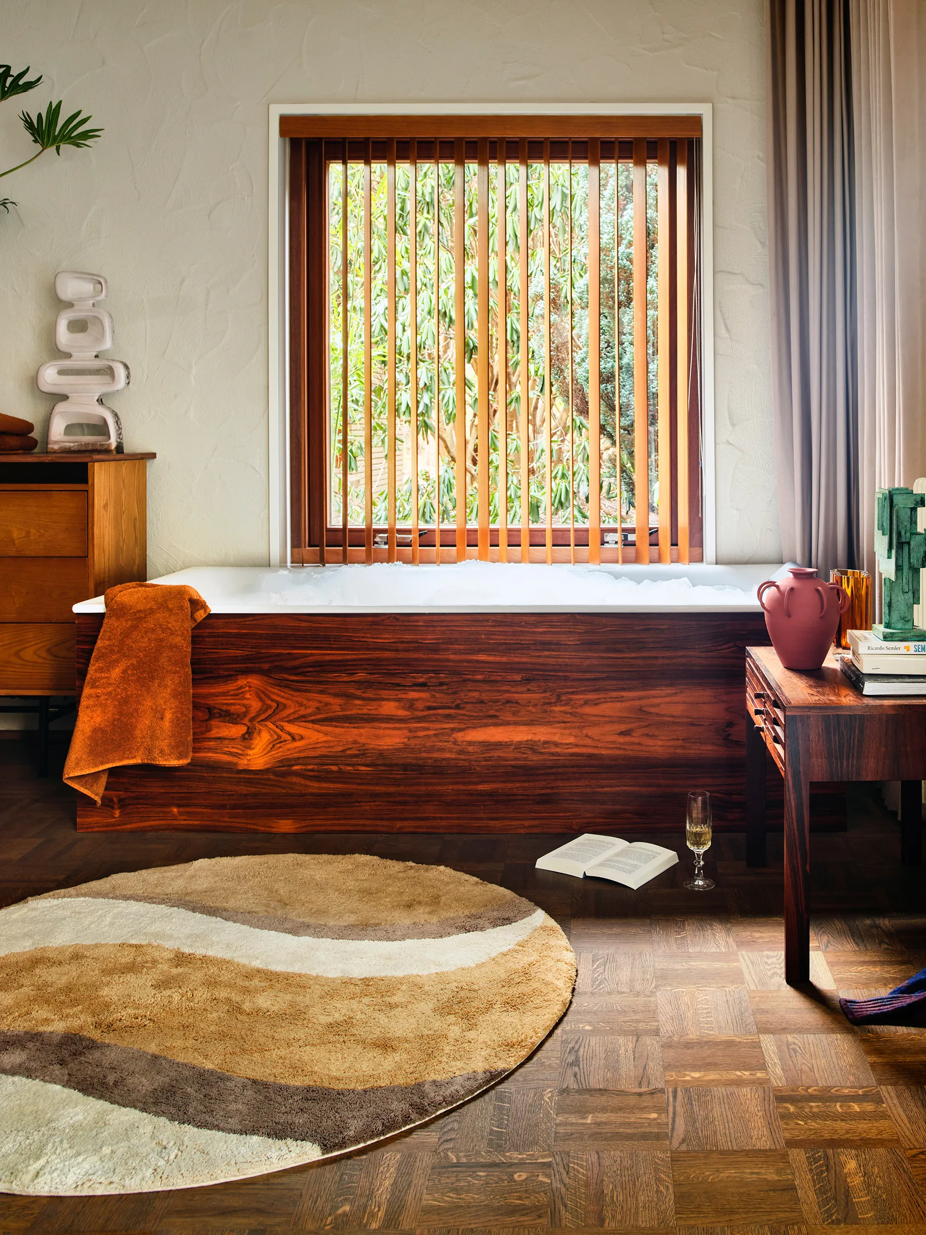 Natural waves bademåtte Ø120 cm, Natural multicolours HKliving