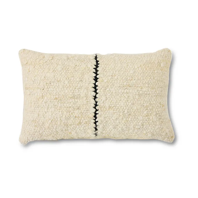 Natural wool striped pude 30x50 cm - White - HKliving