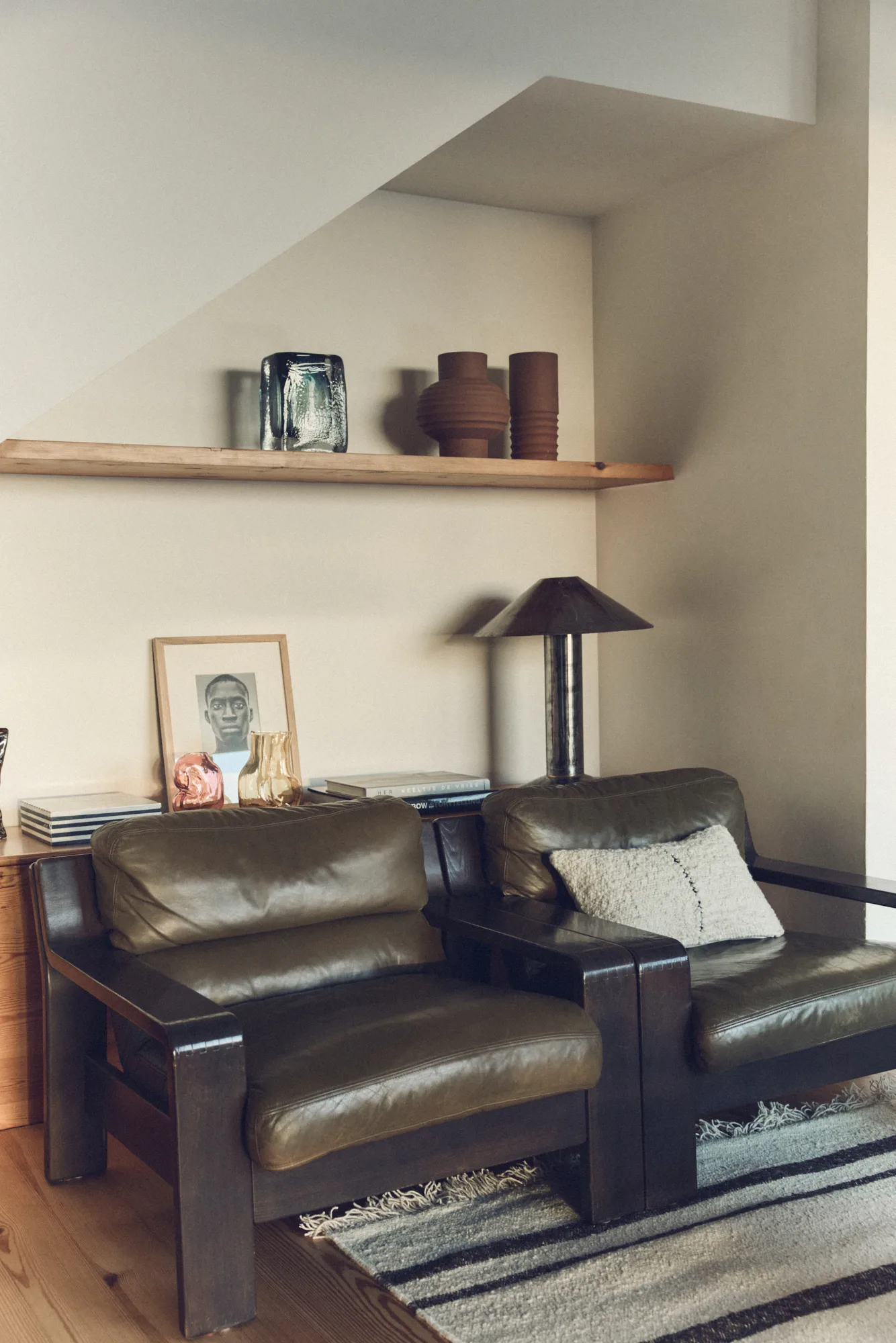 Natural wool striped pude 30x50 cm, White HKliving