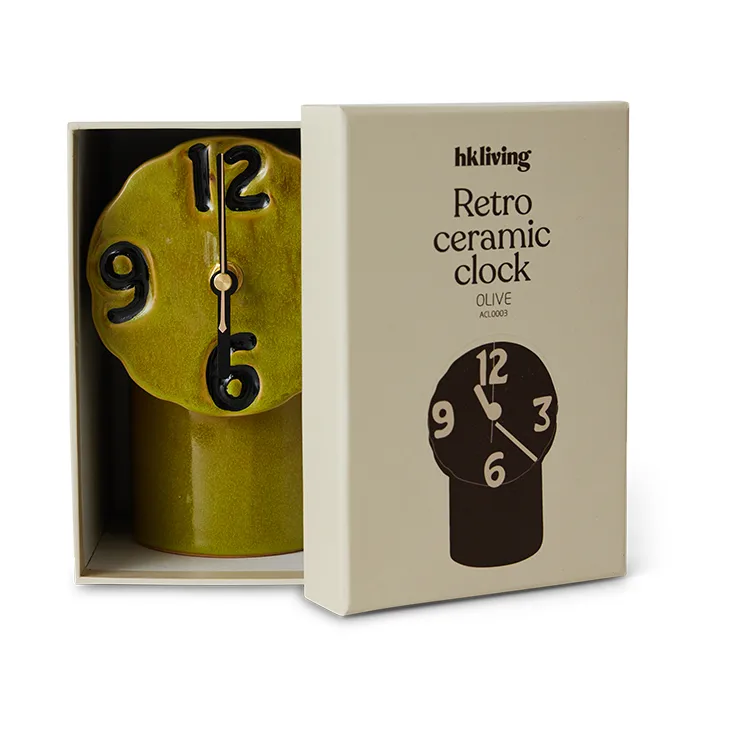 Retro keramik ur 18 cm, Olive HKliving