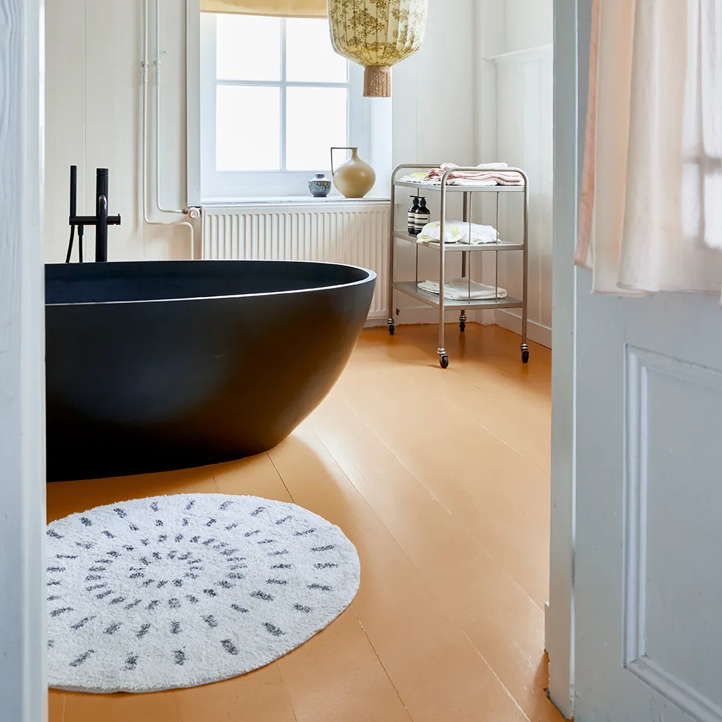 Swirl bademåtte Ø60 cm, Sort/Hvid HKliving