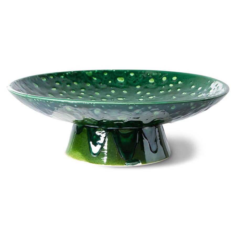 HKliving The Emeralds skål med fod Ø30×10 cm Grøn