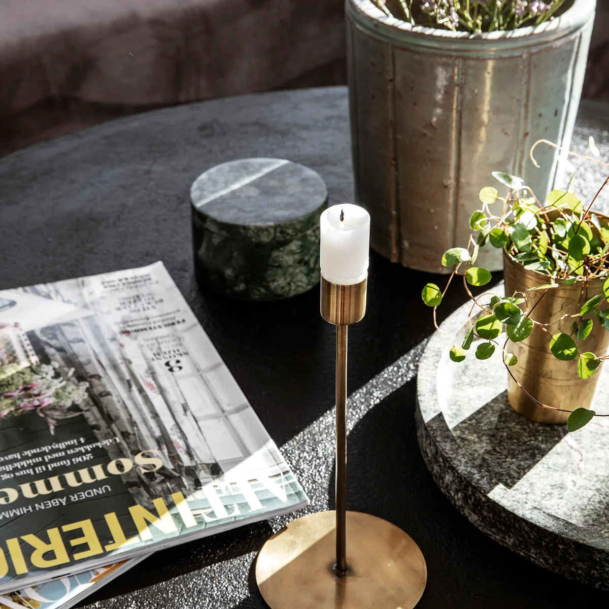 Anit lysestage antik messing, 20 cm House Doctor