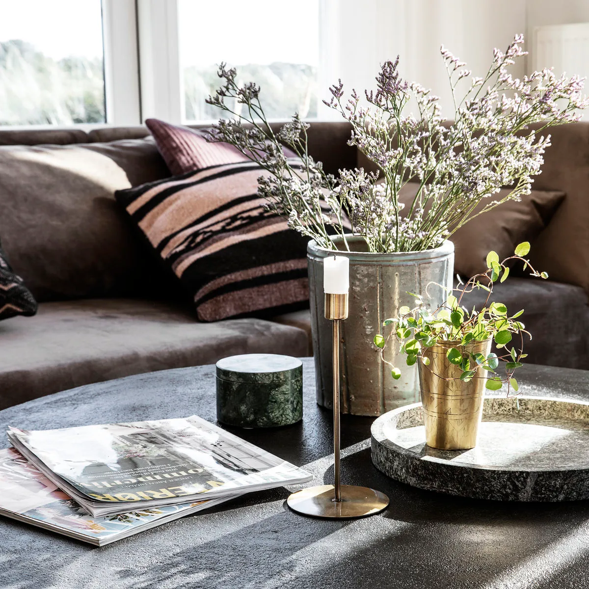 Anit lysestage antik messing, 20 cm House Doctor