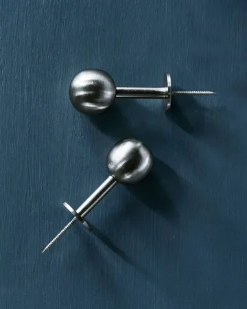 Ball knage 2-pak - Sølvfinish, Ø8x4 cm - House Doctor