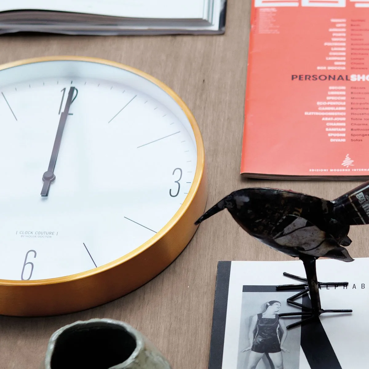 Clock Couture vægur, guld-hvid House Doctor