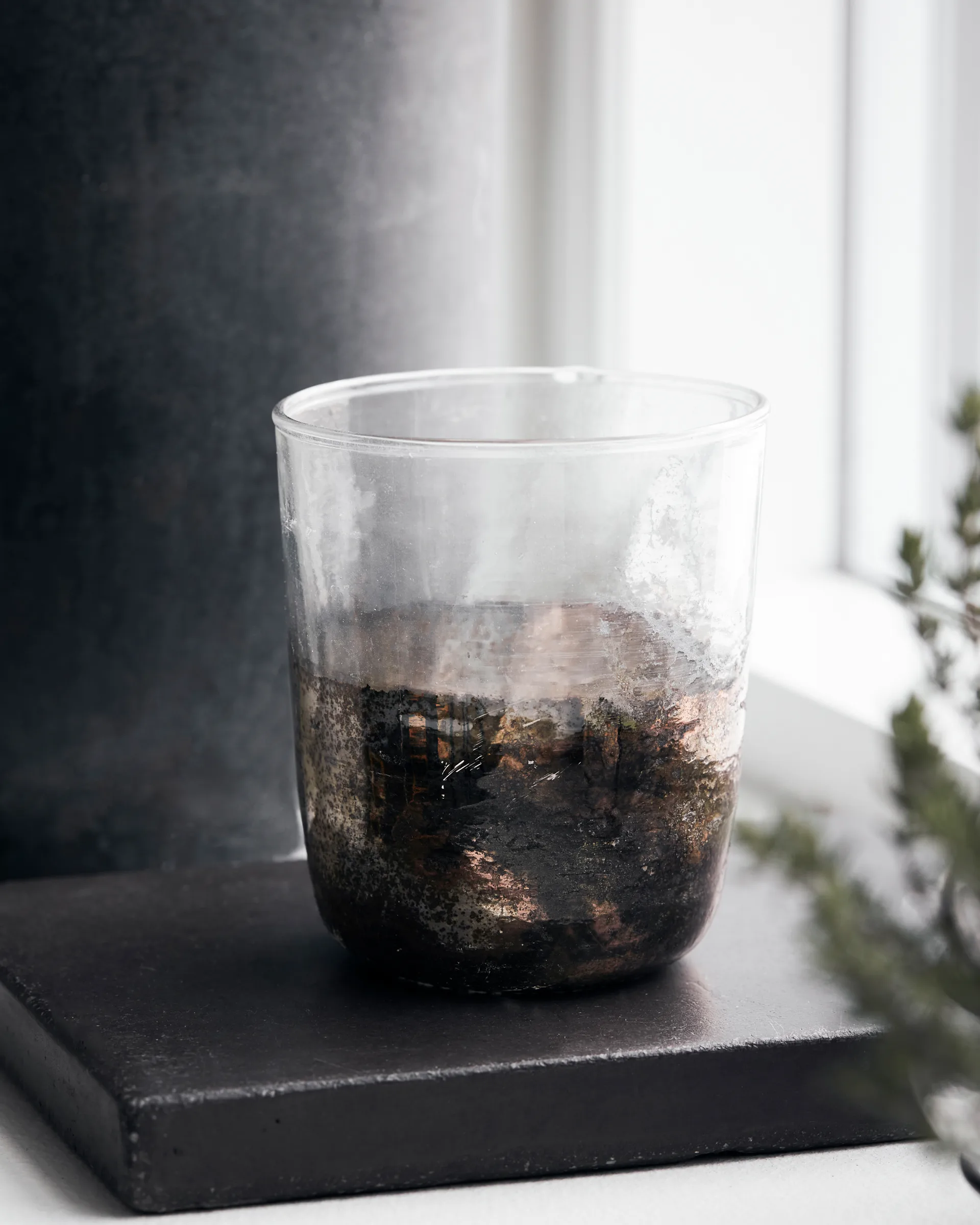 Gem fyrfadsstage Ø9 cm, Clear/Grey House Doctor