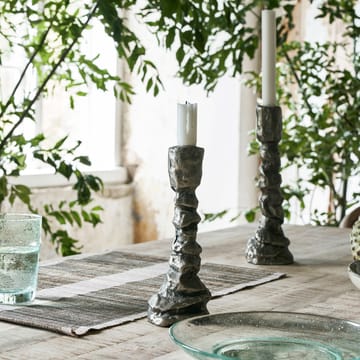 Raku lysestage antiksølv - 25 cm - House Doctor
