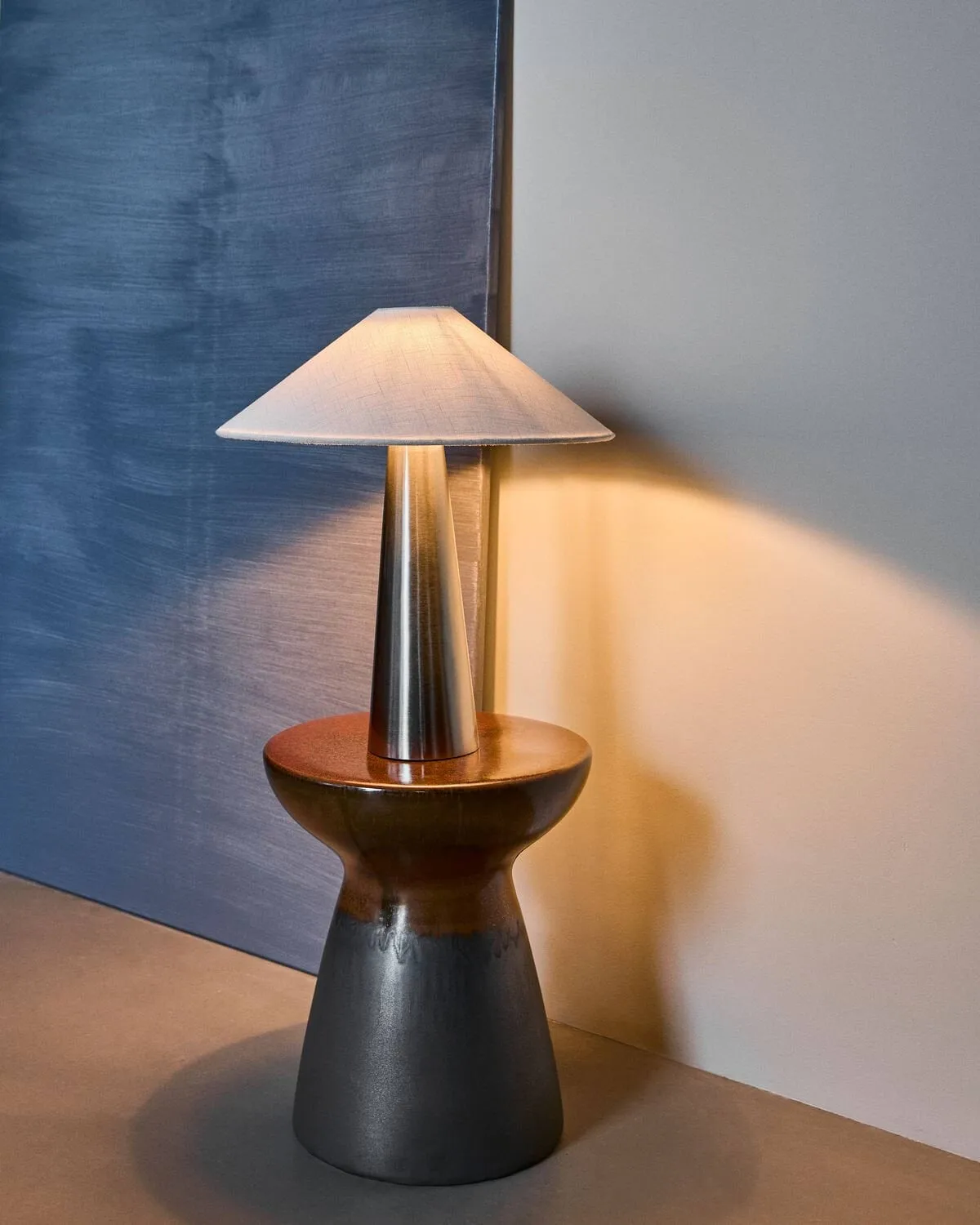 Soffi bordlampe, Børstet sølv-Off-White, Ø42x48 cm House Doctor