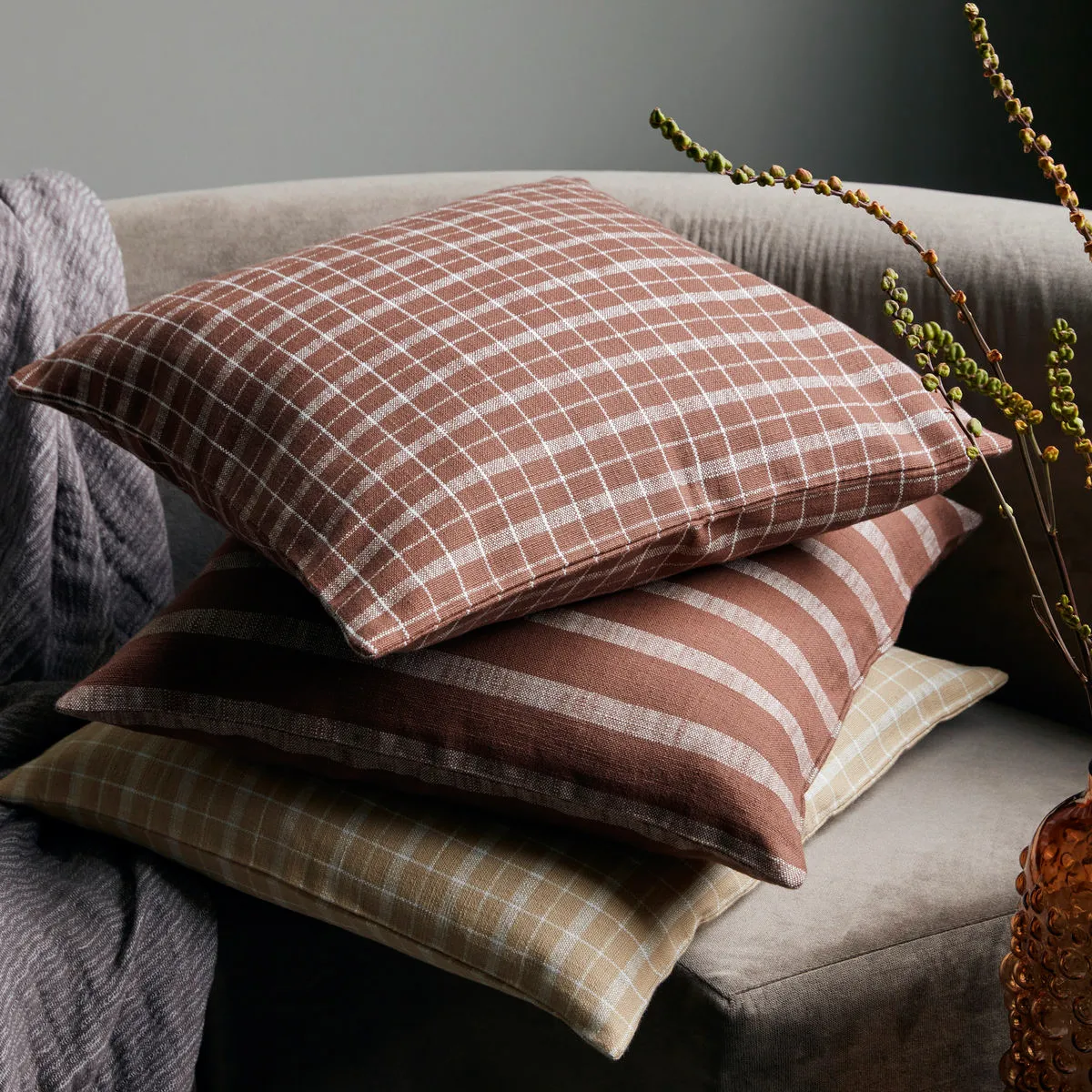 Thame pudebetræk ternet 50x50 cm, Brown House Doctor