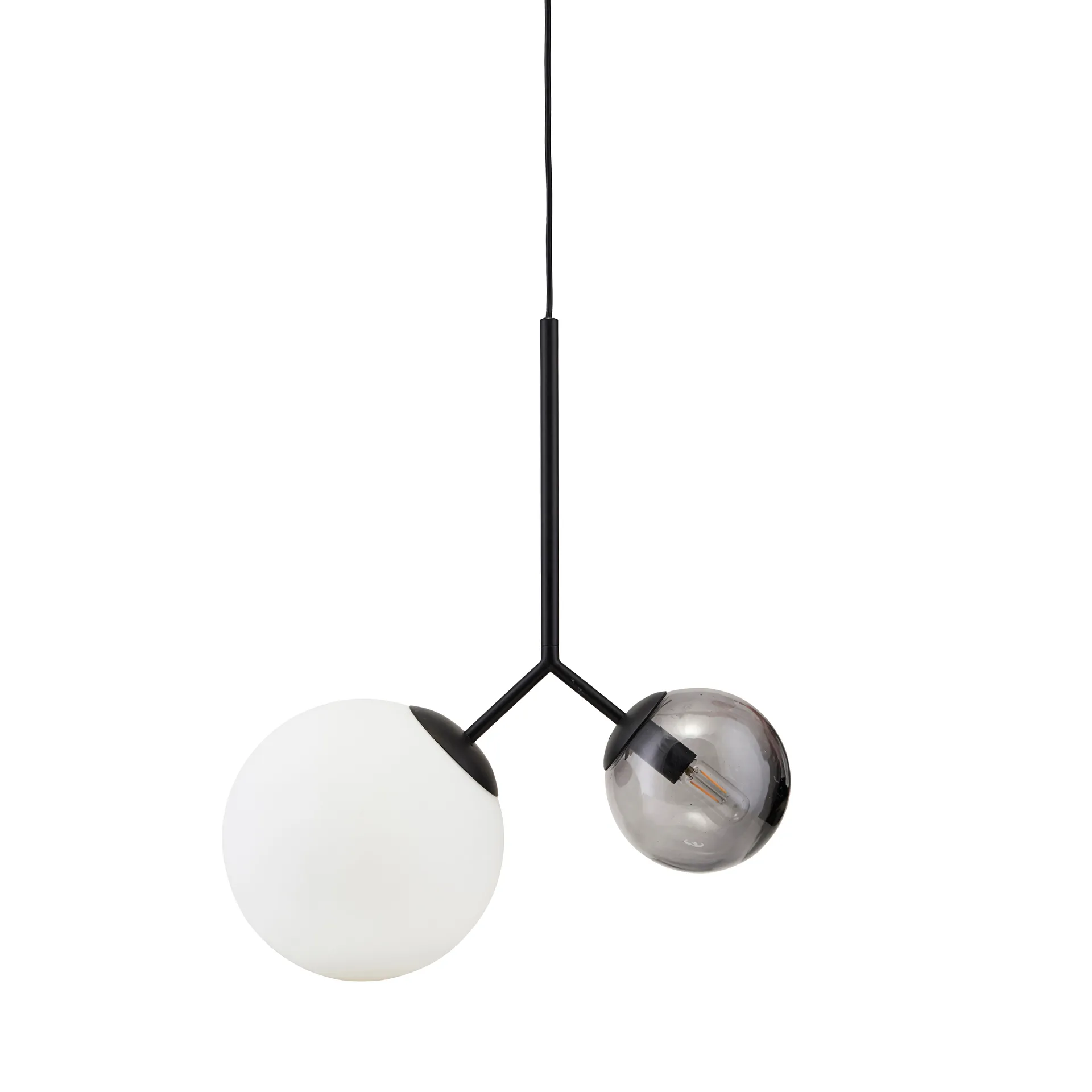 Twice loftlampe, opalglas, sort glas House Doctor