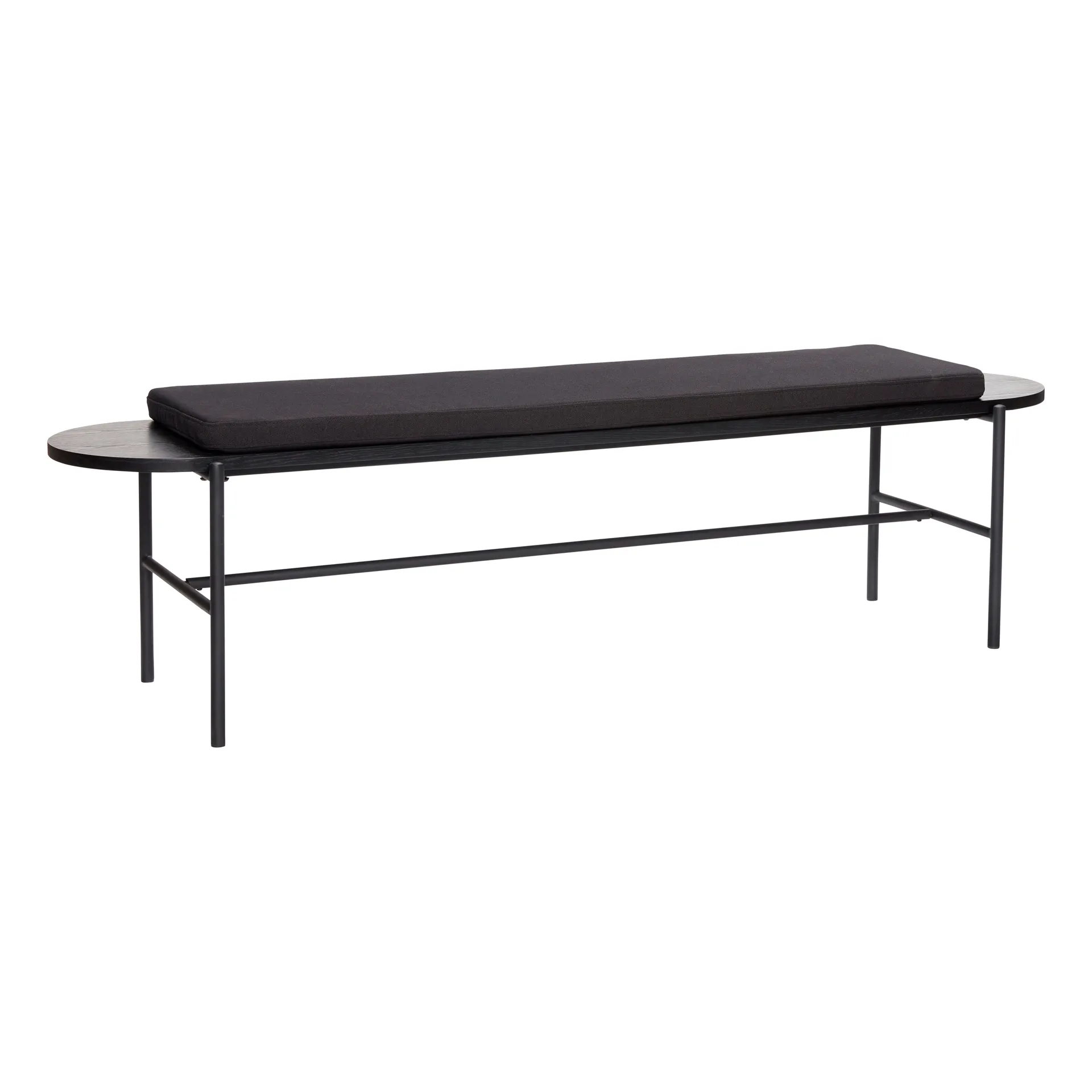 Bænk med pude 45x180 cm, Metal-sort Hübsch Interior