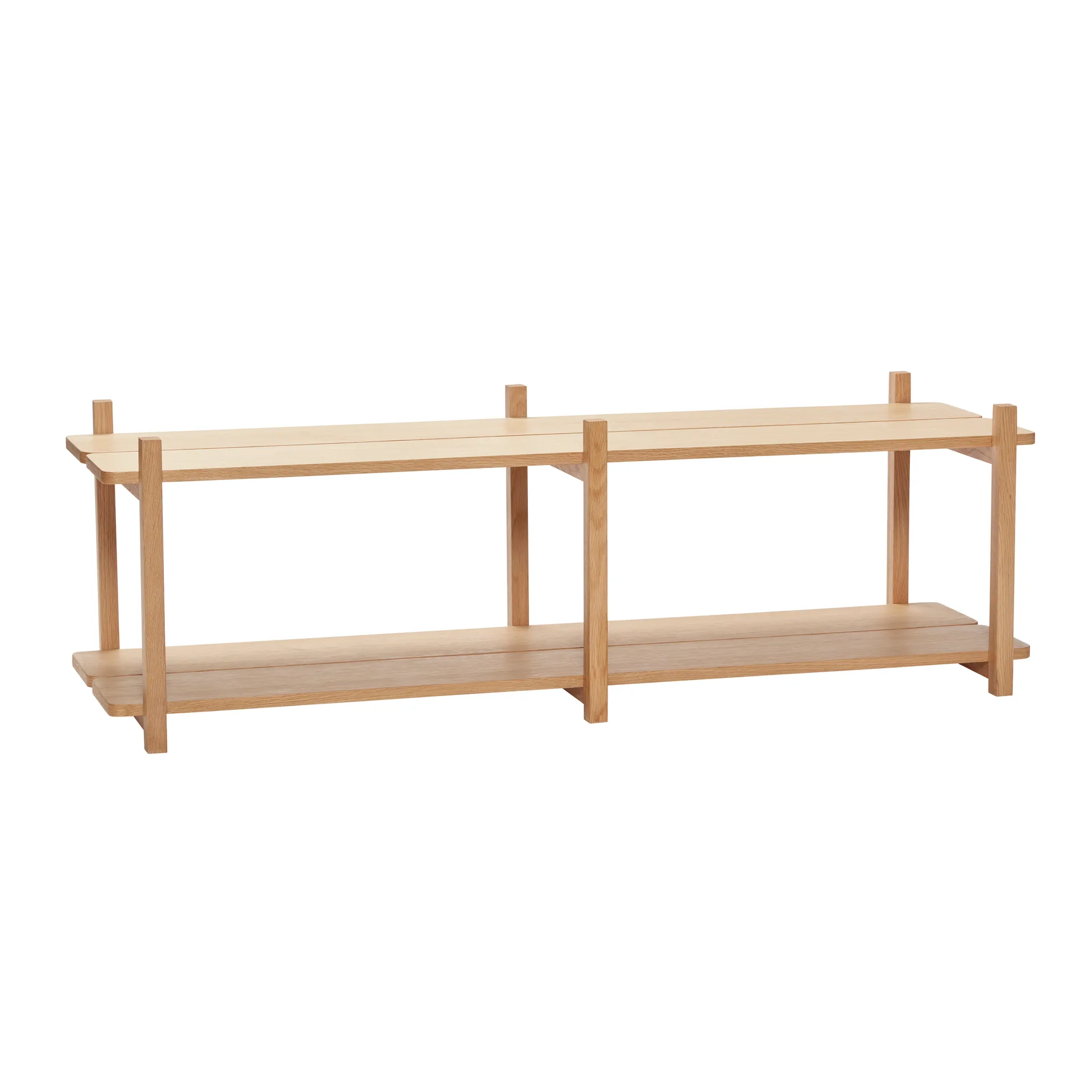 Bogreol med 2 hylder 150x45 cm, Egetræ Hübsch Interior