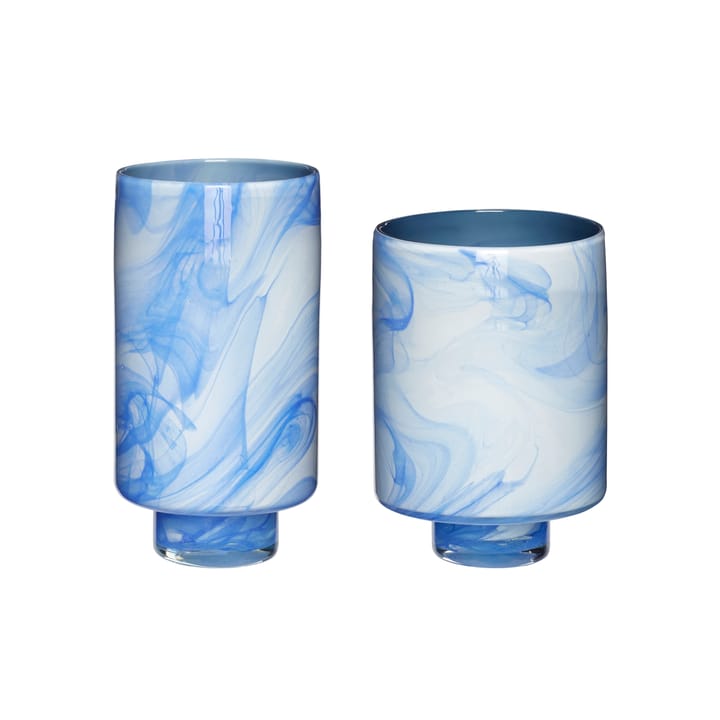Hübsch vase 2-pak - Hvid-blå - Hübsch