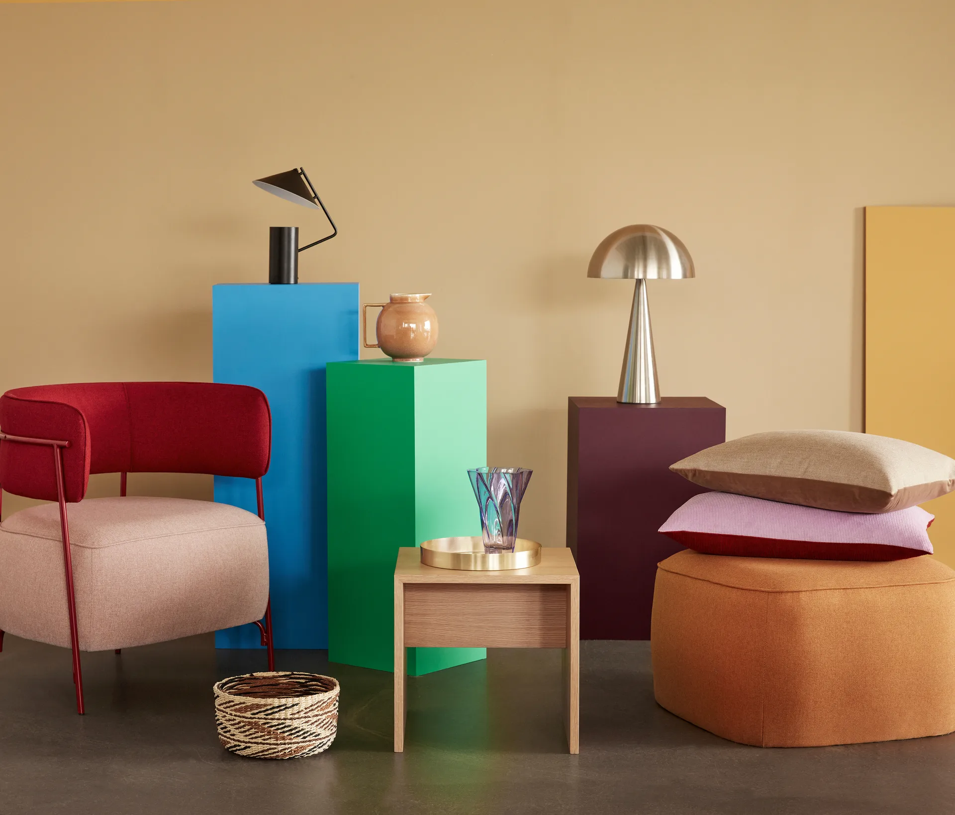 Mush bordlampe tall, Brass Hübsch Interior