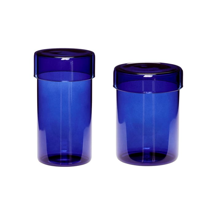 Opbevaringsglas 2-pak - Blå - Hübsch