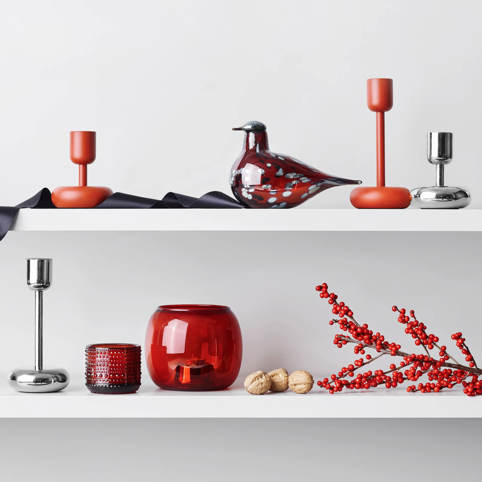 Nappula lysestage stål, lille 107 mm Iittala