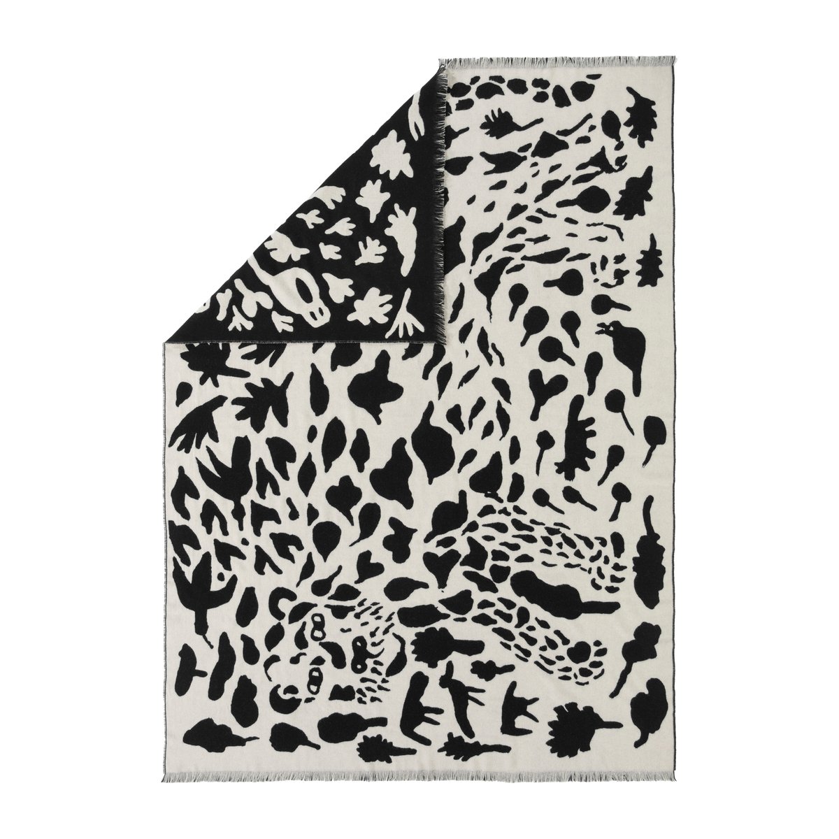 Iittala Oiva Toikka Cheetah uldplaid 130×180 cm Sort/Hvid