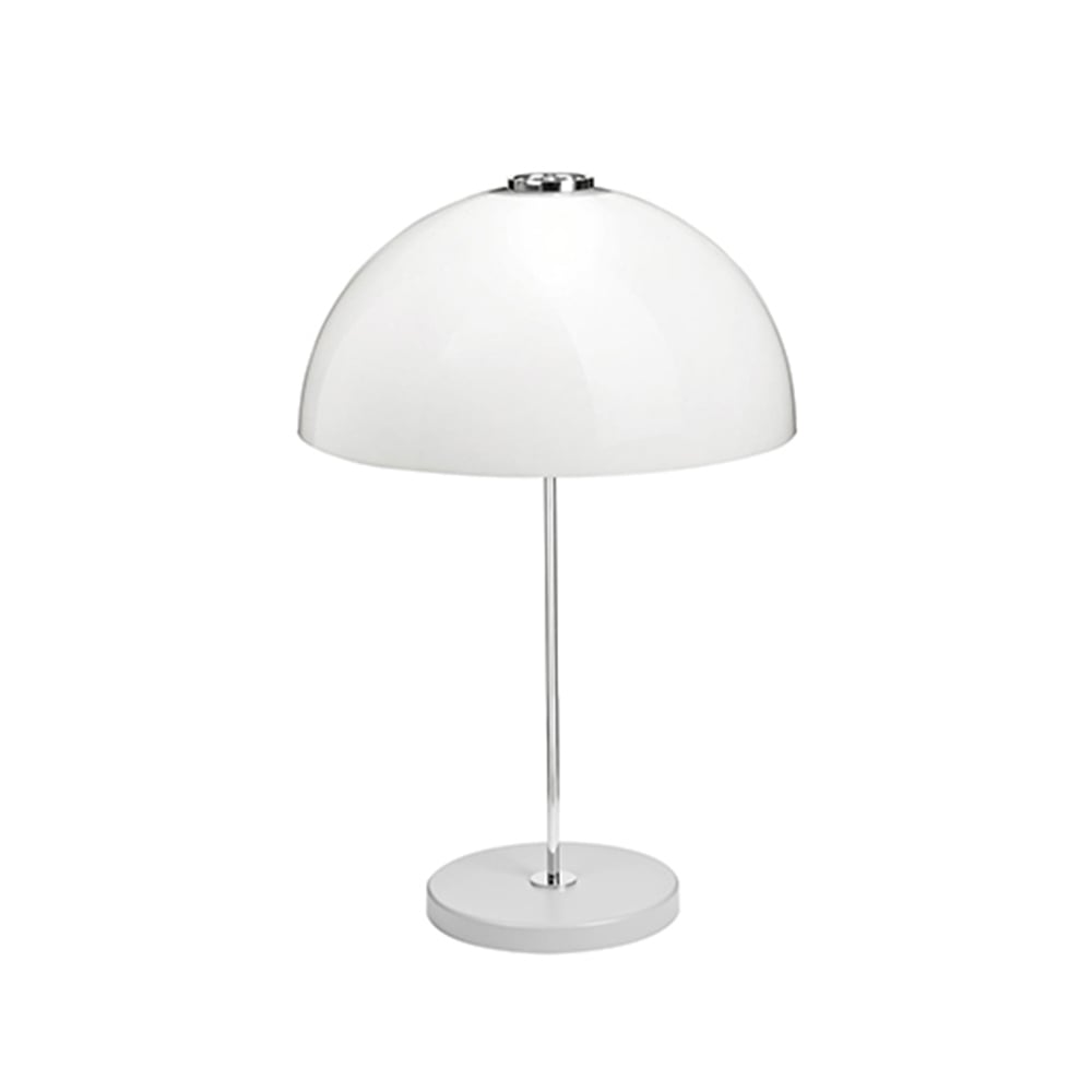 Innolux Kupoli bordlampe grå metaldetaljer hvid skærm