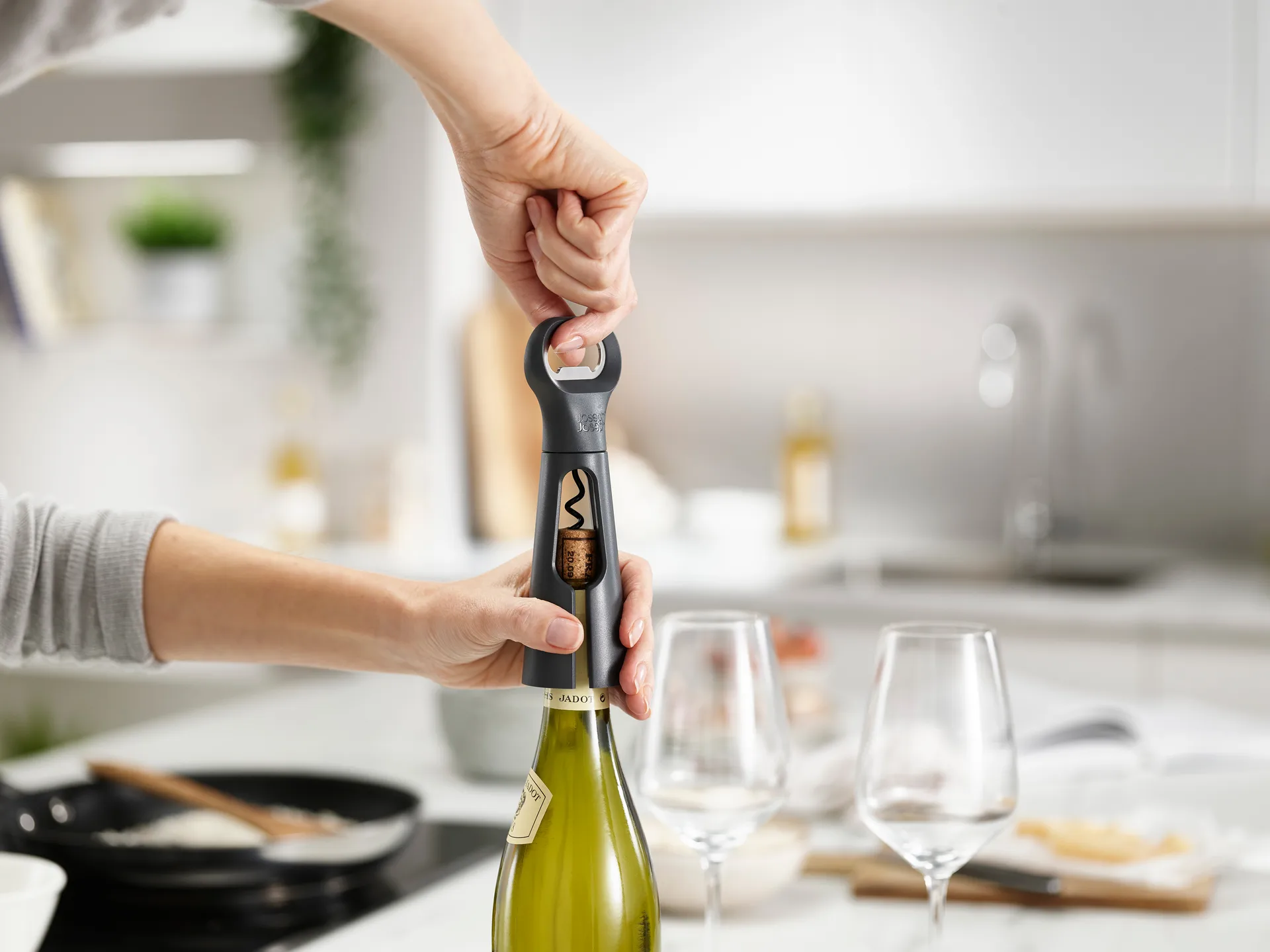 Barstar 3-i-1 proptrækker 18,5 cm, Grå Joseph Joseph