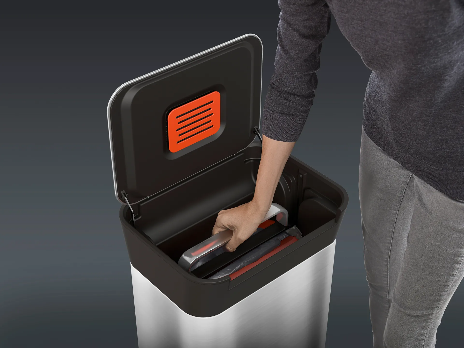 Joseph Joseph Titan trash compactor pedalspand 30 L, Stainless steel Joseph Joseph