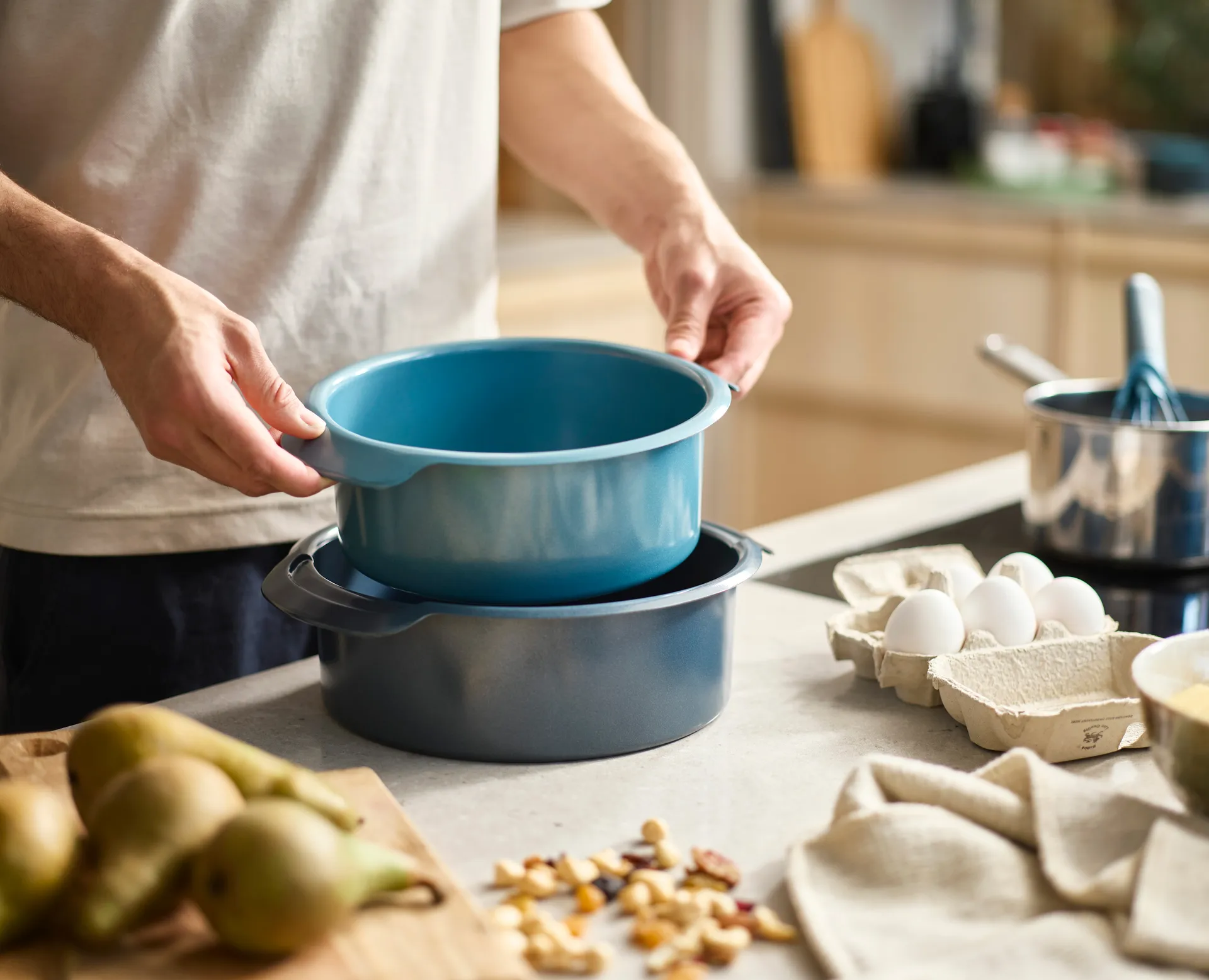 Nest bake rundt bageform 2 dele, Blå Joseph Joseph