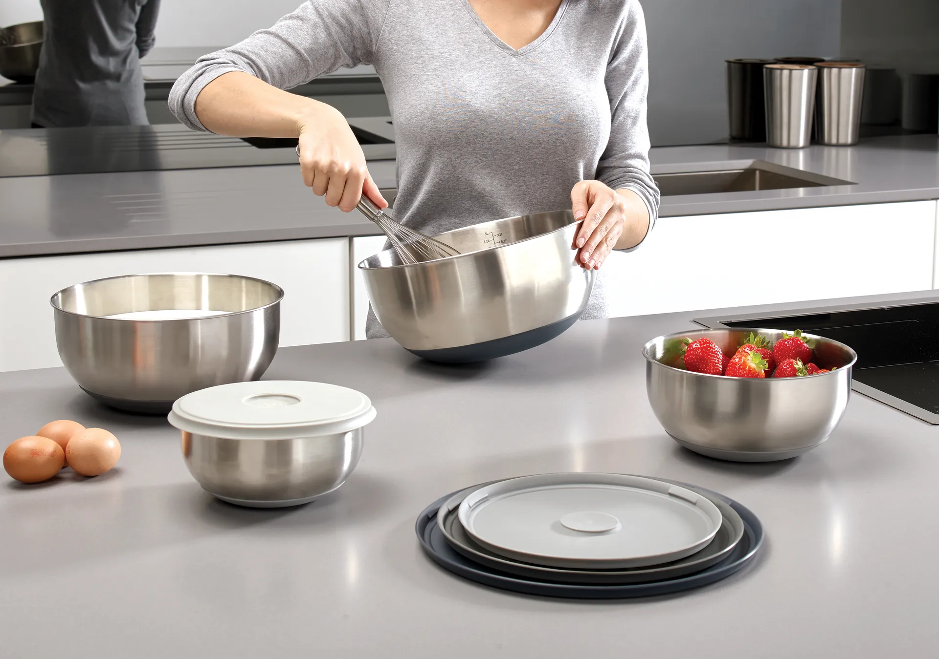 Nest prep & store skåle 8 dele, Stål Joseph Joseph