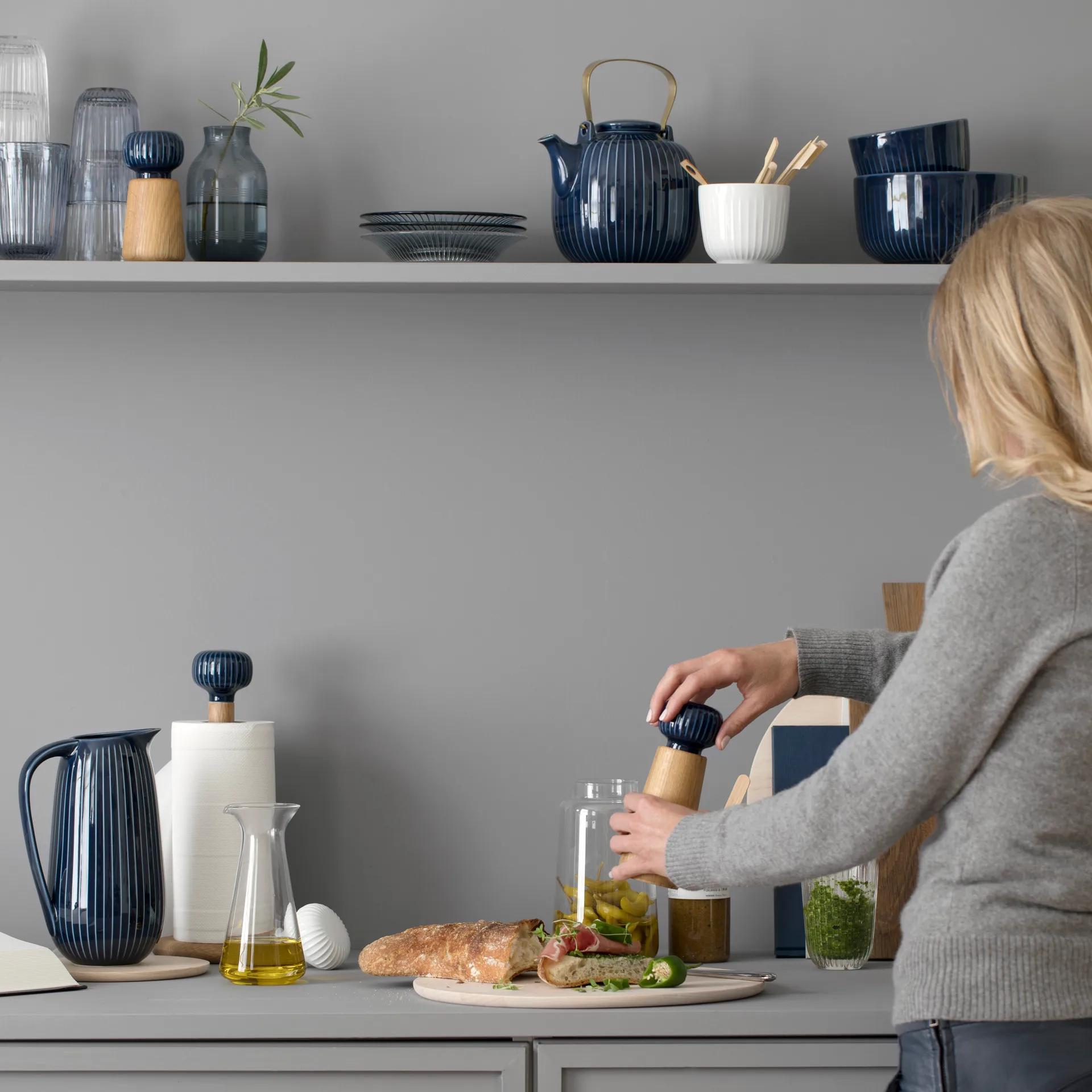 Hammershøi krydderikværn stor, Indigo, 18 cm Kähler