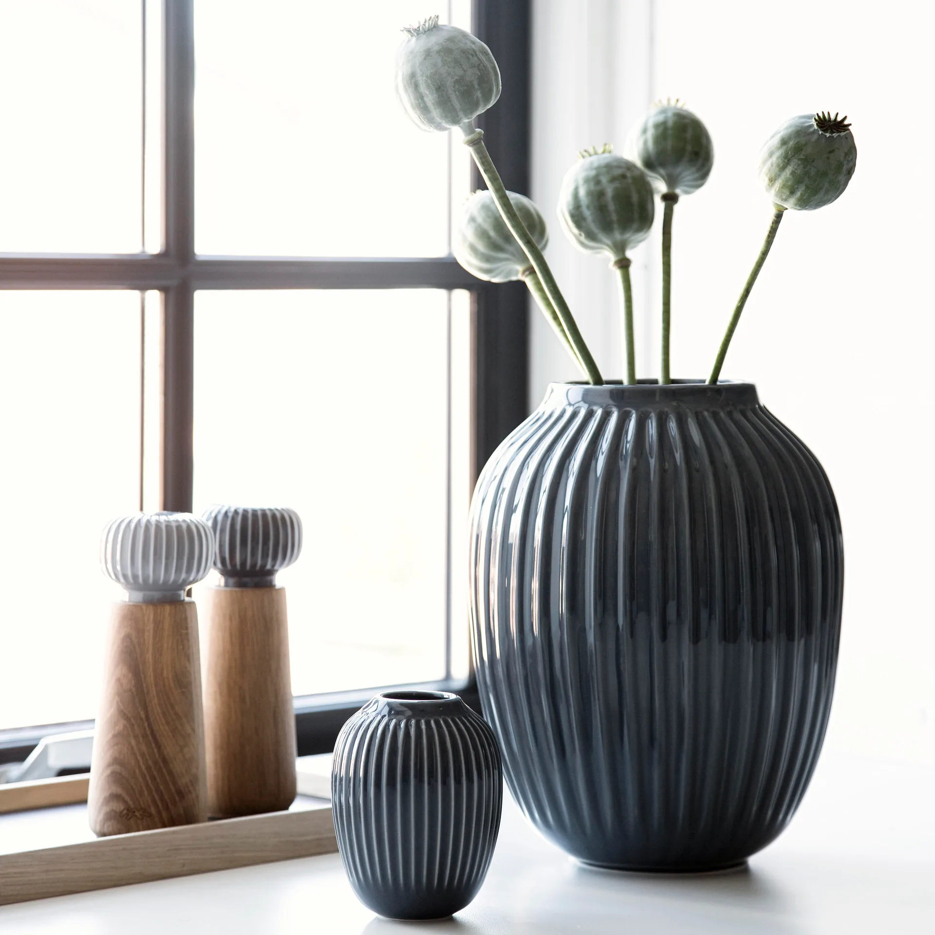 Hammershøi vase, Antracitgrå, mini 10 cm Kähler
