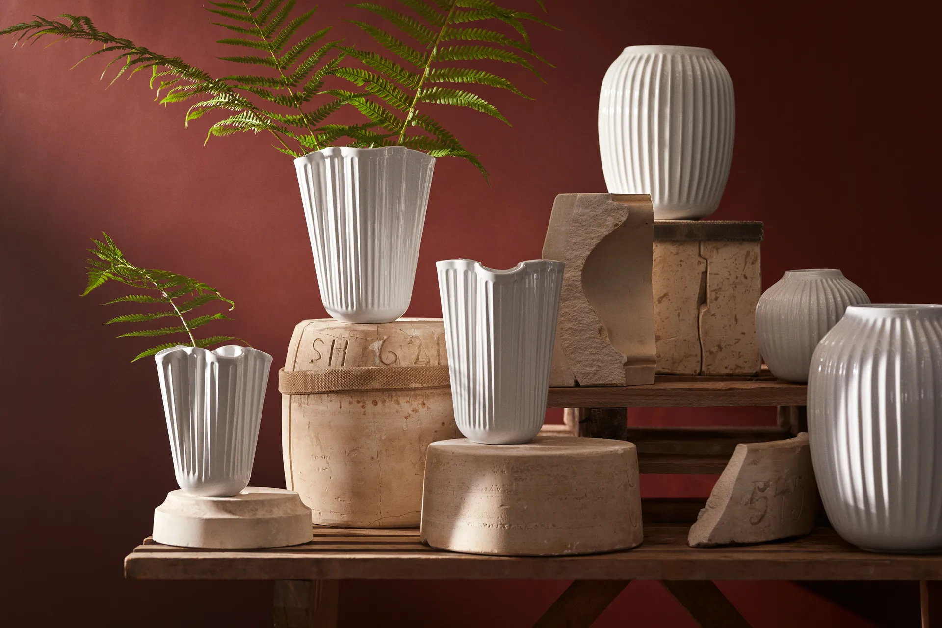 Hammershøi vase mellem, hvid Kähler