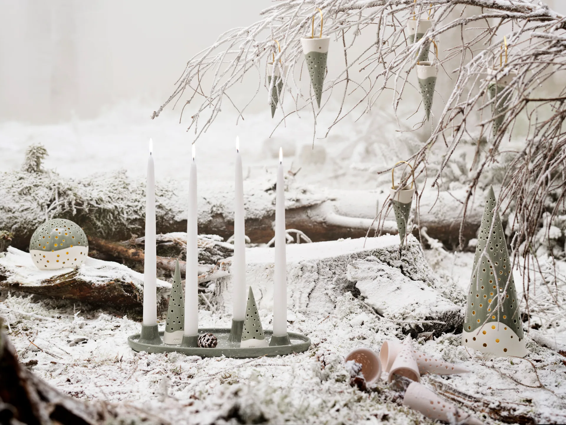 Nobili julekræmmerhus juleophæng 18 cm, Grøn Kähler