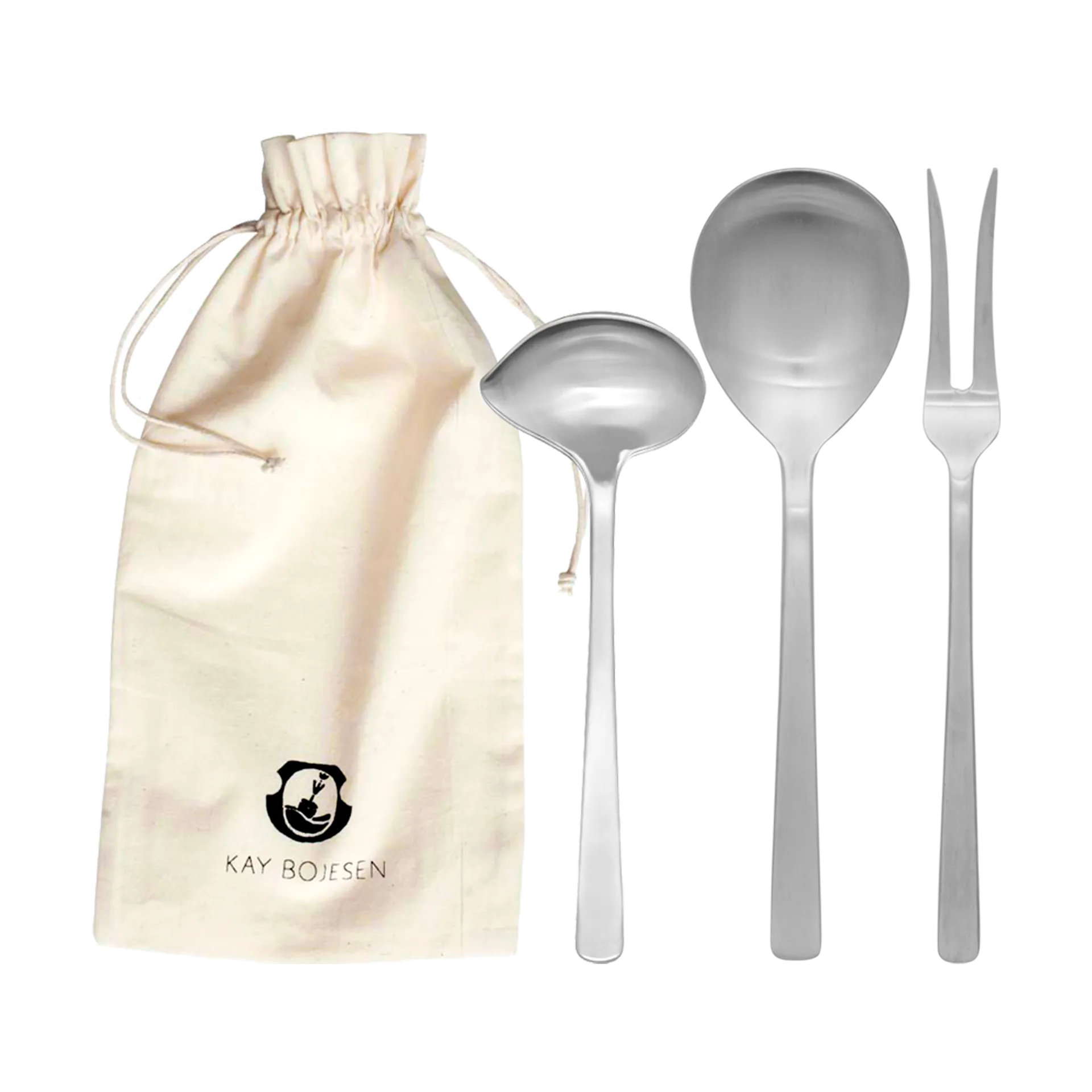 Grand Prix serveringssæt 3 dele, Matte steel Kay Bojesen