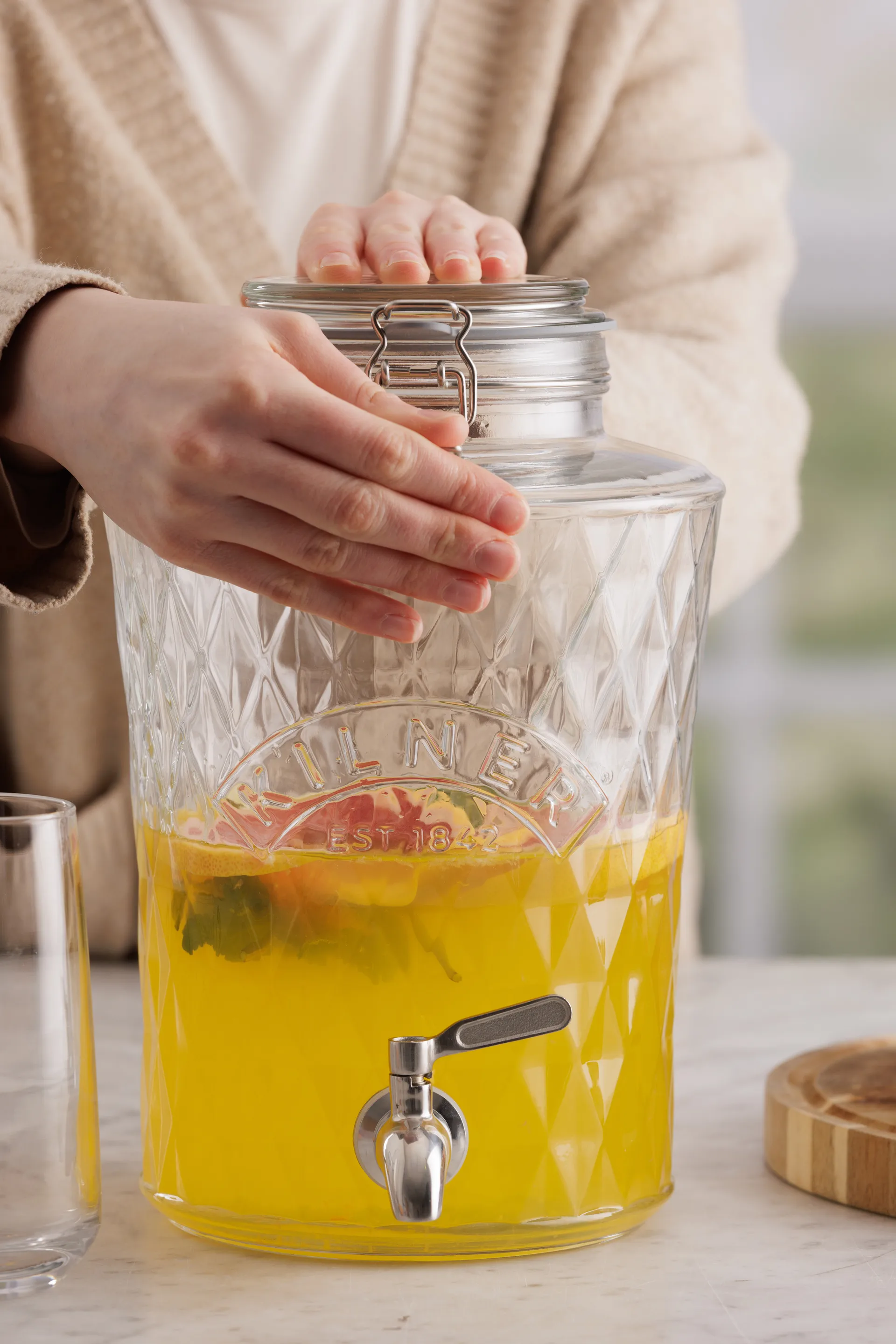 Kilner DIAMANT drikkedispenser med tappehane, Klar, 5 l Kilner