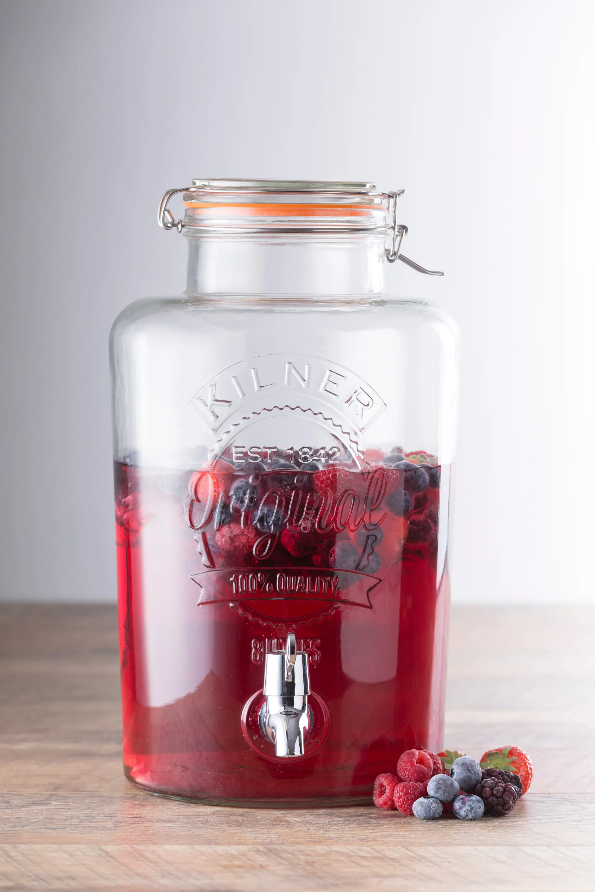 Kilner drikkedispenser med tappehane, Klar-rustfrit stål, 8 l Kilner
